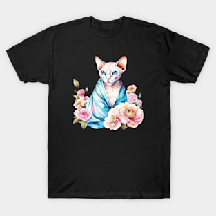 Sphynx cats flowers T-Shirt